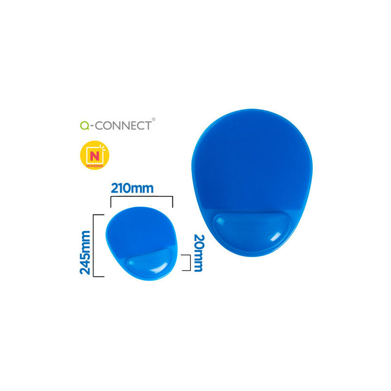 ALFOMBRILLA PARA RATON Q-CONNECT REPOSAMUÑECAS DE GEL PVC COLOR AZUL 210X245X20 MM