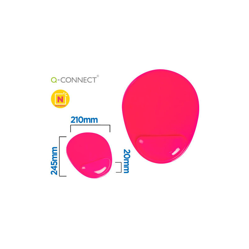 ALFOMBRILLA PARA RATON Q-CONNECT REPOSAMUÑECAS DE GEL PVC COLOR ROSA 210X245X20 MM