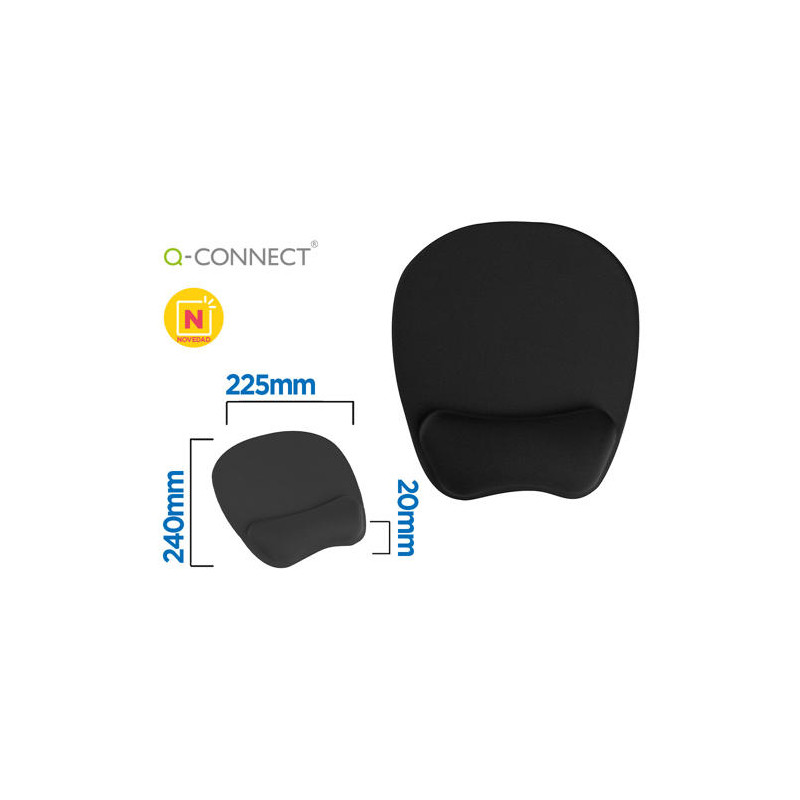 ALFOMBRILLA PARA RATON Q-CONNECT CON REPOSAMUÑECAS ERGONOMICA DE GEL COLOR NEGRO 225X240X20 MM