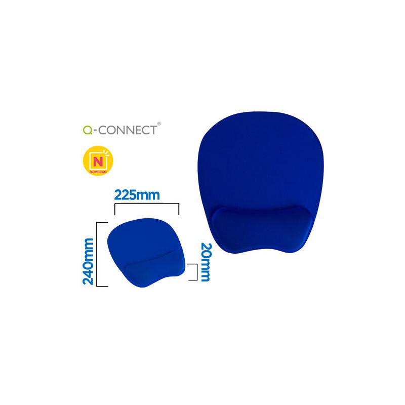 ALFOMBRILLA PARA RATON Q-CONNECT CON REPOSAMUÑECAS ERGONOMICA DE GEL COLOR AZUL 225X240X20 MM