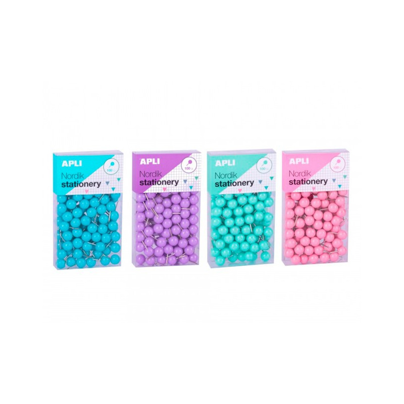 AGUJA SEÑALIZADORA APLI REDONDA NORDIK 9 X 20 MM COLOR PASTEL SURTIDOS CAJA DE 100 UNIDADES