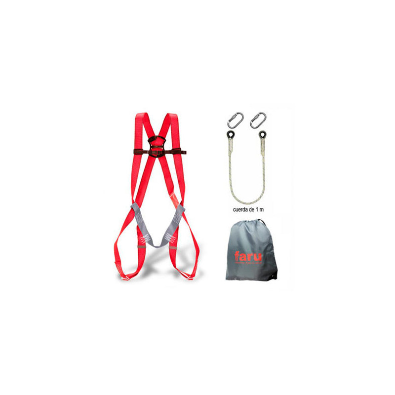 CONJUNTO ANTICAIDAS FARU ARNES P01 + CUERDA C170 + 2 MOSQUETONES VIROLA + BOLSA PORTA ARNES