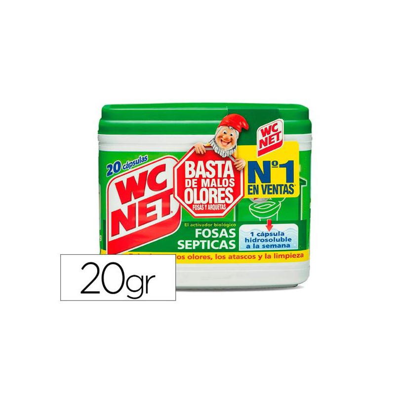 ELIMINA OLORES WC NET FOSAS SEPTICAS CAPSULA DE 18 GR CAJA DE 20 UNIDADES
