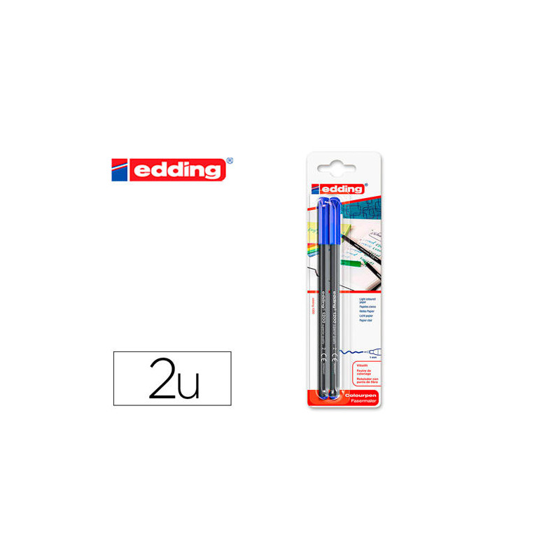 ROTULADOR EDDING PUNTA FIBRA 1200 AZUL N.3 PUNTA REDONDA 0.5 MM BLISTER DE 2 UNIDADES