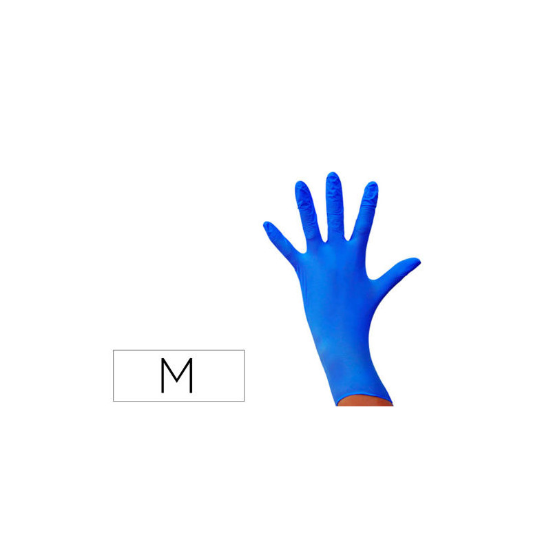 GUANTES DE NITRILO DESECHABLE SENSITIVE SIN POLVO TALLA M MEDIANA COLOR AZUL CAJA DE 100 UNIDADES