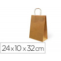 BOLSA KRAFT BASIKA NATURAL RECICLADO 90 GR ASA RETORCIDA TAMAÐO "S" 240X100X320 MM