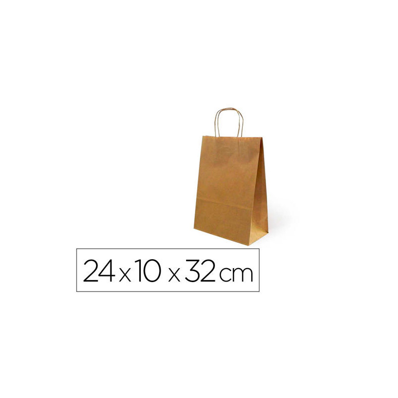 BOLSA KRAFT BASIKA NATURAL RECICLADO 90 GR ASA RETORCIDA TAMAÐO "S" 240X100X320 MM