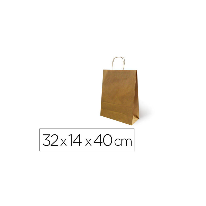 BOLSA KRAFT BASIKA NATURAL RECICLADO 90 GR ASA RETORCIDA TAMAÐO "L" 320X140X400 MM