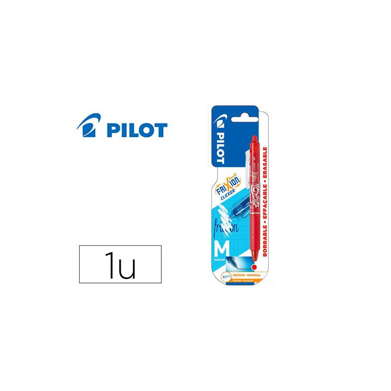 BOLIGRAFO PILOT FRIXION CLICKER BORRABLE 0,7 MM PUNTA MEDIA ROJO EN BLISTER