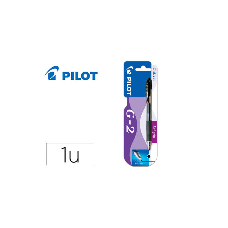 BOLIGRAFO PILOT G-2 NEGRO TINTA GEL RETRACTIL SUJECION DE CAUCHO EN BLISTER