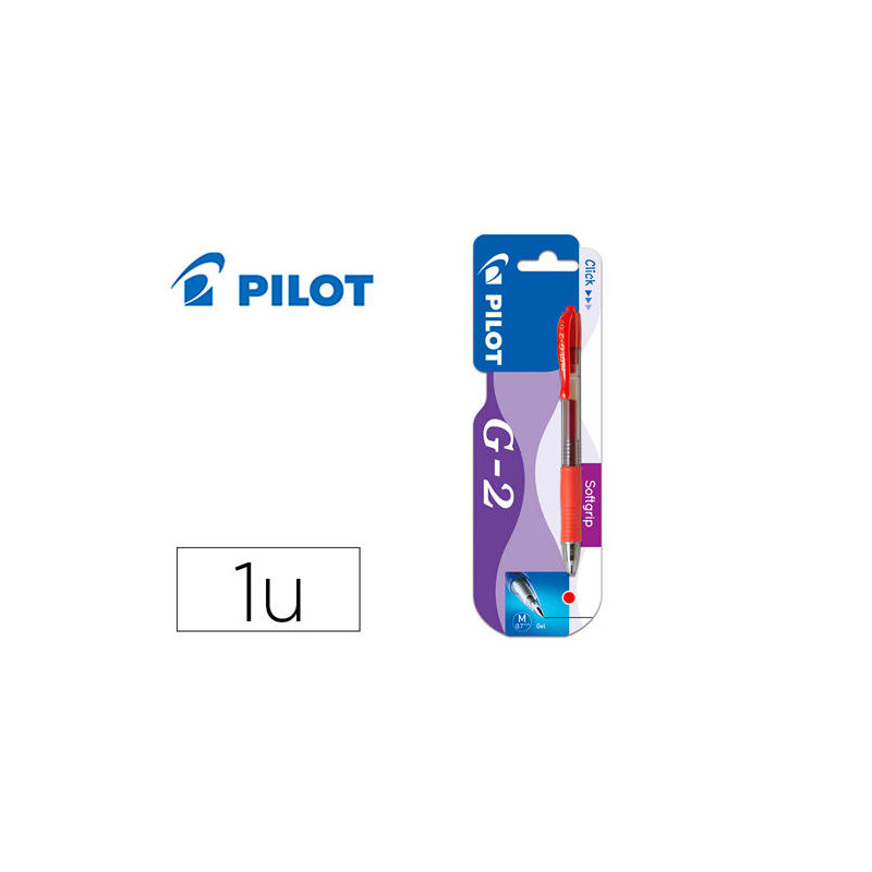 BOLIGRAFO PILOT G-2 ROJO TINTA GEL RETRACTIL SUJECION DE CAUCHO EN BLISTER