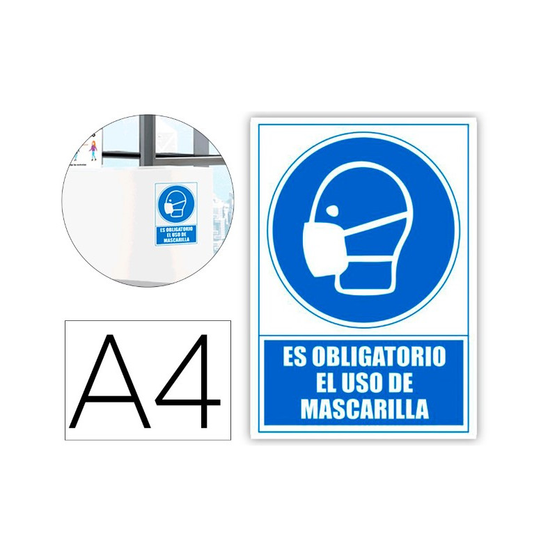 PICTOGRAMA ARCHIVO 2000 OBLIGATORIO EL USO DE MASCARILLA PVC COLOR AZUL 210X297 MM