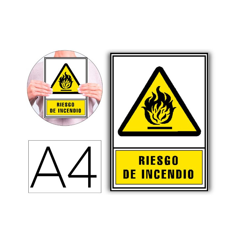 PICTOGRAMA ARCHIVO 2000 RIESGO DE INCENDIO PVC AMARILLO LUMINISCENTE 210X297 MM
