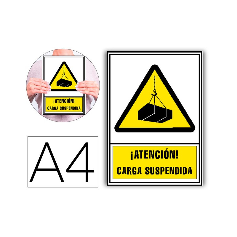 PICTOGRAMA ARCHIVO 2000 ATENCION CARGA SUSPENDIDA PVC AMARILLO LUMINISCENTE 210X297 MM