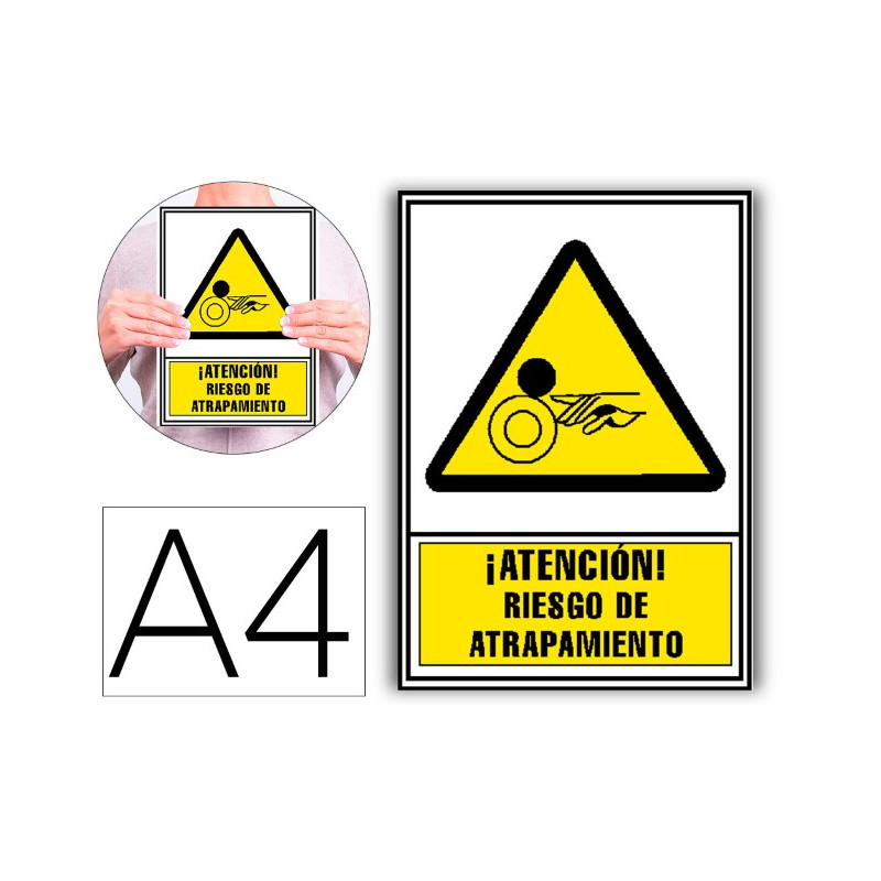 PICTOGRAMA ARCHIVO 2000 ATENCION RIESGO DE ATRAPAMIENTO PVC AMARILLO LUMINISCENTE 210X297 MM