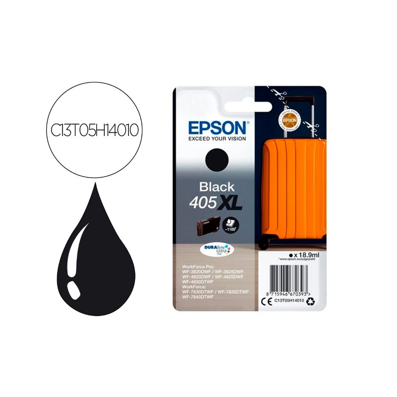 INK-JET EPSON 405 XL WF-3820DWF / WF-4820DWF / WF-7830DTWF / WF-7840DTWF ALTA CAPACIDAD NEGRO
