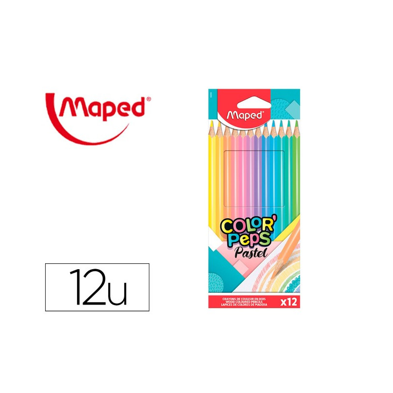 LAPICES DE COLORES MAPED COLOR PEPS CAJA DE 12 COLORES PASTEL SURTIDOS