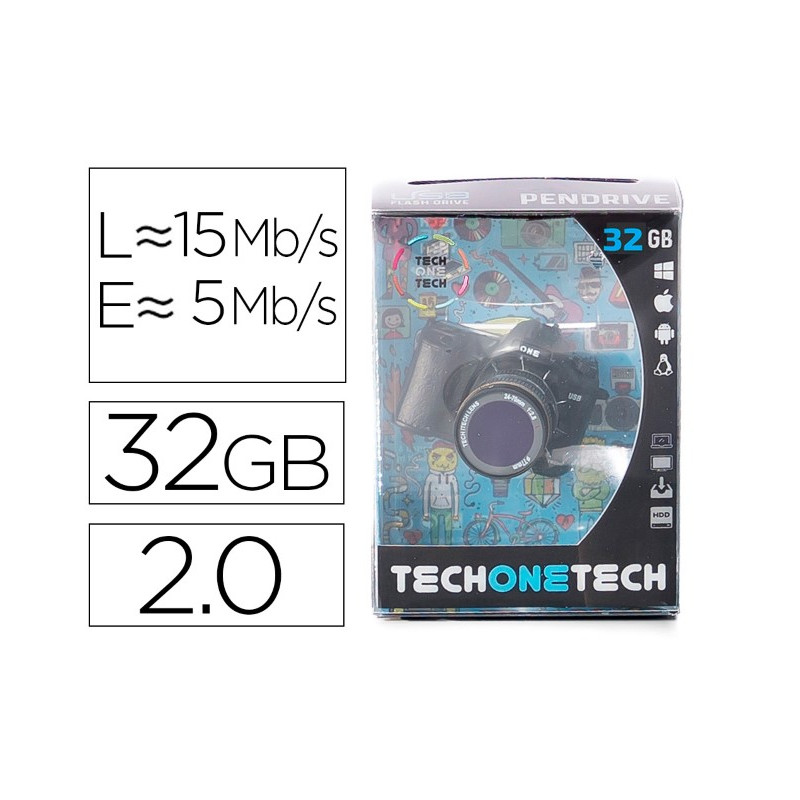 MEMORIA USB TECH ON TECH CAMARA FOTOS THE PERFECT ONE 32 GB