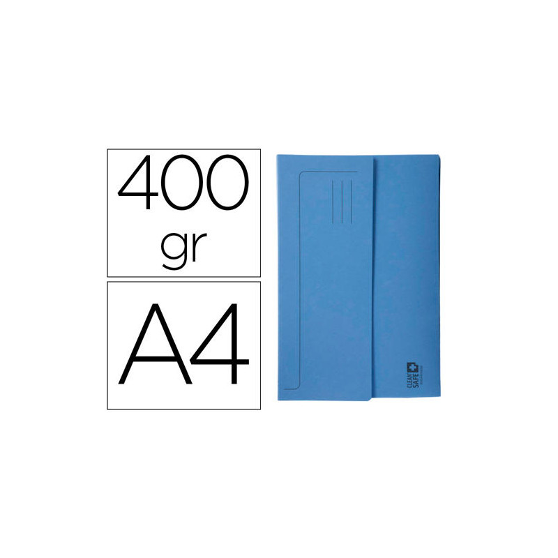 SUBCARPETA CARTULINA EXACOMPTA CLEAN SAFE POCKET HORIZONTAL DIN A4 CON 2 SOLAPAS AZUL 400 GR PAQUETE