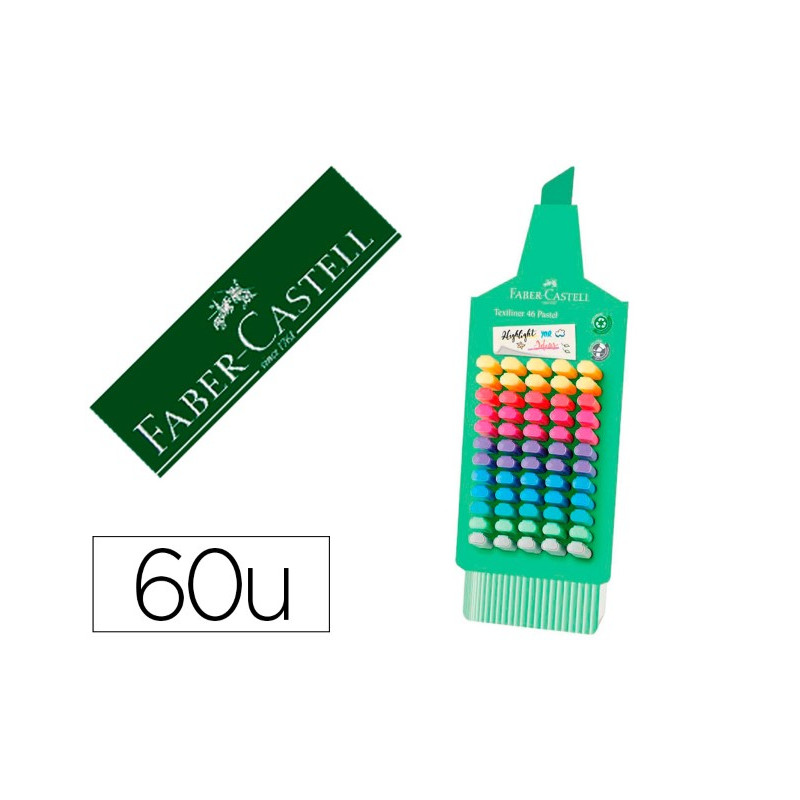 ROTULADOR FABER FLUORESCENTE 1546 EXPOSITOR DE 60 UNIDADES COLORES PASTEL SURTIDOS