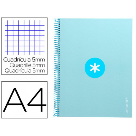CUADERNO ESPIRAL A4 MICRO ANTARTIK TAPA FORRADA 80H 90 GR CUADRO 5MM 1 BANDA 4 TALADROS CELESTE CUADERNO ESPIRAL A4 MICRO ANTARTIK TAPA FORRADA 80H 90 GR CUADRO 5MM 1 BANDA 4 TALADROS CELESTE