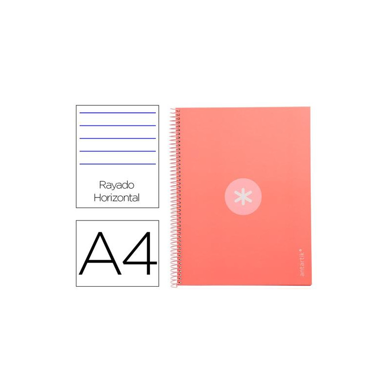 CUADERNO ESPIRAL A4 MICRO ANTARTIK TAPA FORRADA80H 90 GR HORIZONTAL 1 BANDA 4 TALADROS COLOR ROSA CL