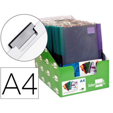 CARPETA LIDERPAPEL DOSSIER PINZA LATERAL POLIPROPILENO DIN A4 30 HOJAS PACK DE 4 COLORES SURTIDOS CARPETA LIDERPAPEL DOSSIER PINZA LATERAL POLIPROPILENO DIN A4 30 HOJAS PACK DE 4 COLORES SURTIDOS