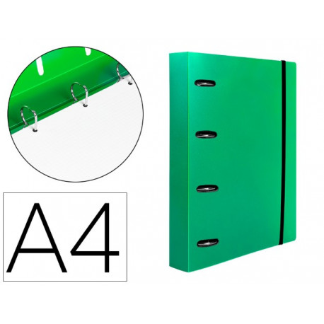 CARPETA CON RECAMBIO LIDERPAPEL A4 CUADRO 5MM 100 HOJAS 80G POLIPROPILENO 4 ANILLAS MIXTAS 25MM VERD CARPETA CON RECAMBIO LIDERPAPEL A4 CUADRO 5MM 100 HOJAS 80G POLIPROPILENO 4 ANILLAS MIXTAS 25MM VERD