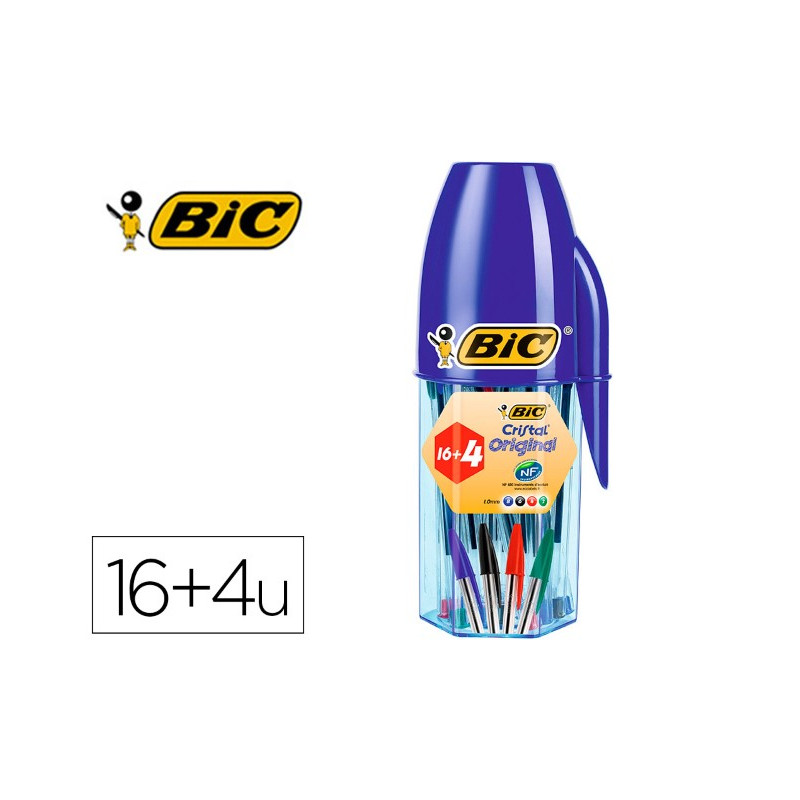 BOLIGRAFO BIC CRISTAL MEGA TUBO 16+4 UNIDADES COLORES SURTIDOS 8 AZULES / 5 NEGROS / 4 ROJOS/ 3 VERD