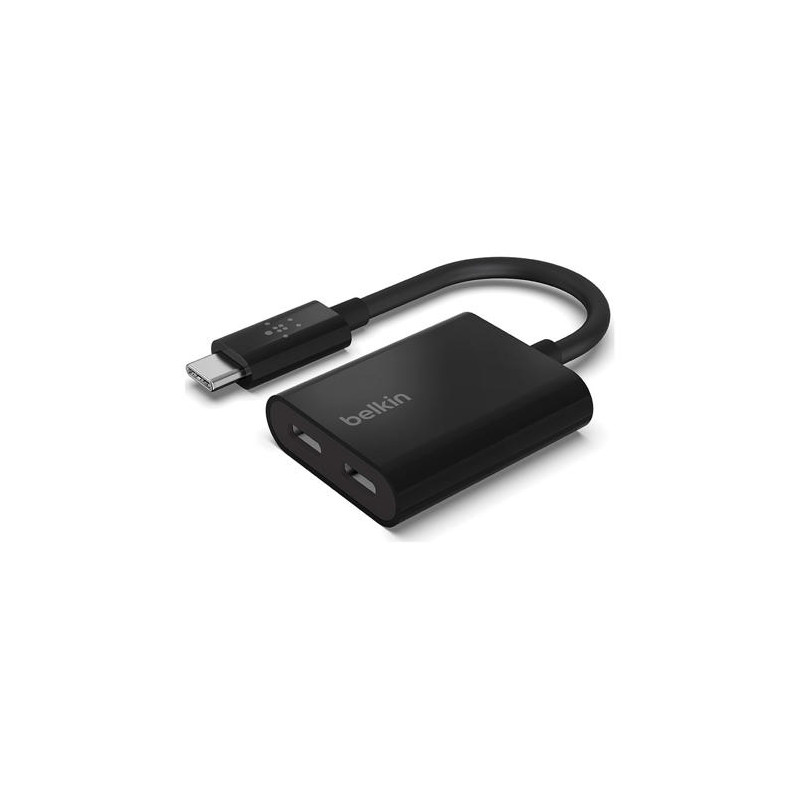ADAPTADOR BELKIN F7U081BTBLK USB-C DE AUDIO Y CARGA COLOR NEGRO