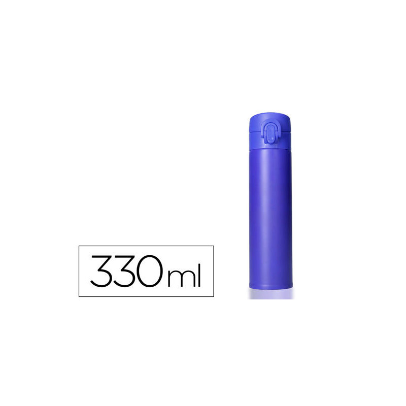 TERMO LIDERPAPEL ACERO INOXIDABLE CON DOBLE COBERTURA Y SISTEMA DE APERTURA FACIL CON BOTON 330 ML