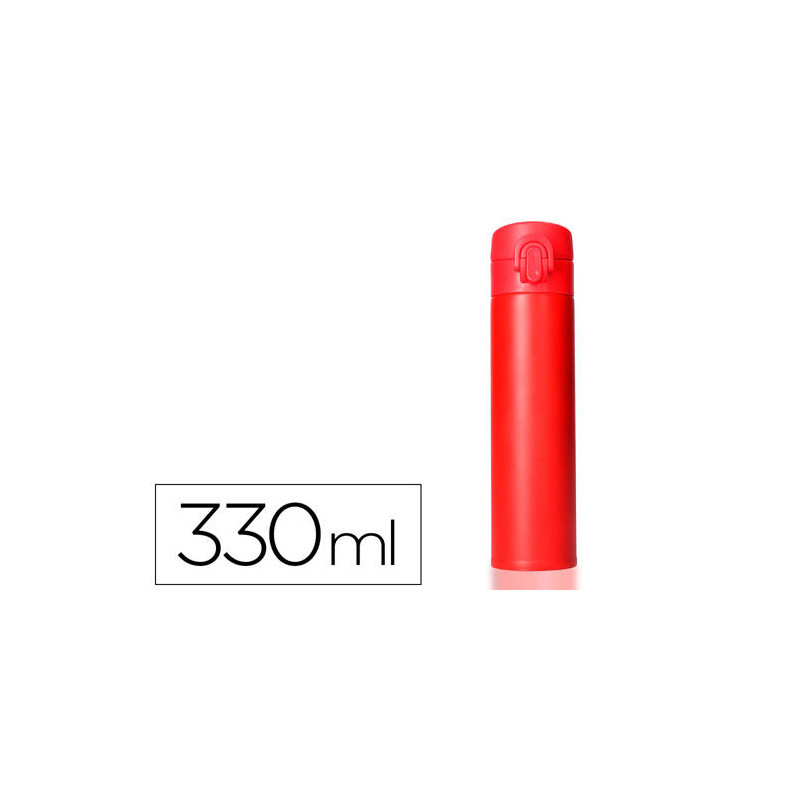 TERMO LIDERPAPEL ACERO INOXIDABLE CON DOBLE COBERTURA Y SISTEMA DE APERTURA FACIL CON BOTON 330 ML