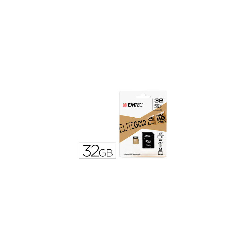 MEMORIA SD MICRO EMTEC CLASS 10 GOLD CON ADAPTADOR 32 GB