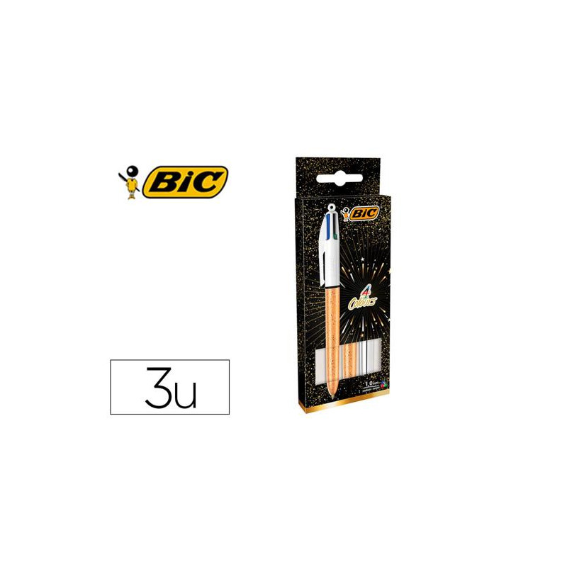 BOLIGRAFO BIC CUATRO COLORES SET REGALO 50 ANIVERSARIO 2 UNIDADES SHINE COLOR ORO MATE + 1 UNIDAD SH