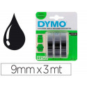 CINTA DYMO 3D 9MM X 3MT PARA ROTULADORA OMEGA/JUNIOR COLOR NEGRO BLISTER 3 UNIDADES