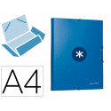 CARPETA ANTARTIK GOMAS A4 3 SOLAPAS CARTON FORRADO COLOR AZUL MARINO