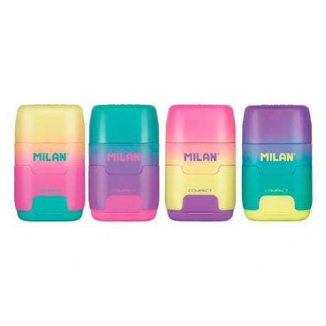 SACAPUNTAS MILAN COMPACT SUNSET PLASTICO 2 USOS CON GOMA DE BORRAR COLORES SURTIDOS SACAPUNTAS MILAN COMPACT SUNSET PLASTICO 2 USOS CON GOMA DE BORRAR COLORES SURTIDOS