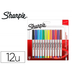 ROTULADOR SHARPIE PERMANENTE ULTRAFINO BLISTER 12 UNIDADES COLORES SURTIDOS