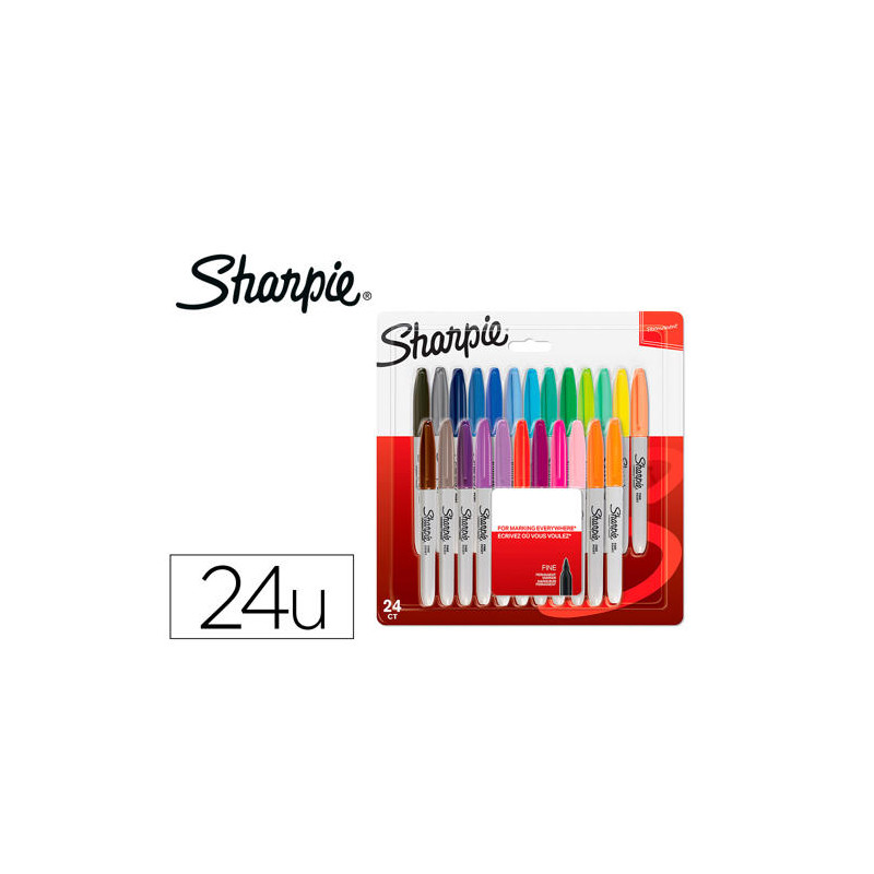ROTULADOR SHARPIE PERMANENTE FINO BLISTER 24 UNIDADES COLORES SURTIDOS
