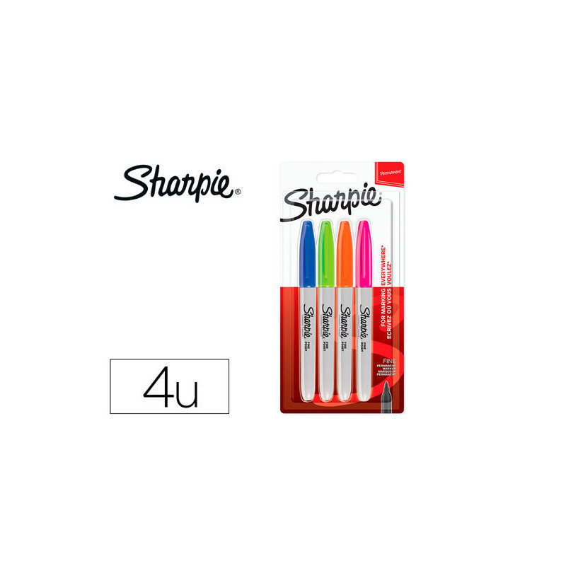ROTULADOR SHARPIE PERMANENTE FINO BLISTER 4 UNIDADES COLORES FANTASIA SURTIDOS