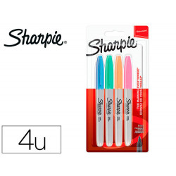 ROTULADOR SHARPIE PERMANENTE FINO BLISTER 4 UNIDADES COLORES PASTEL SURTIDOS