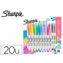 ROTULADOR SHARPIE PERMANENTE S-NOTE PUNTA BISELADA TRAZO 1,2 /3,87 MM BLISTER 20 UNIDADES COLORES SU