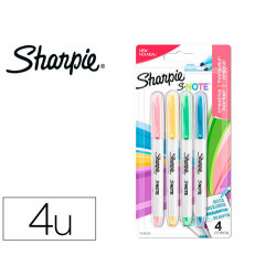 ROTULADOR SHARPIE PERMANENTE S-NOTE PUNTA BISELADA TRAZO 1,2 /3,87 MM BLISTER 4 UNIDADES COLORES SUR