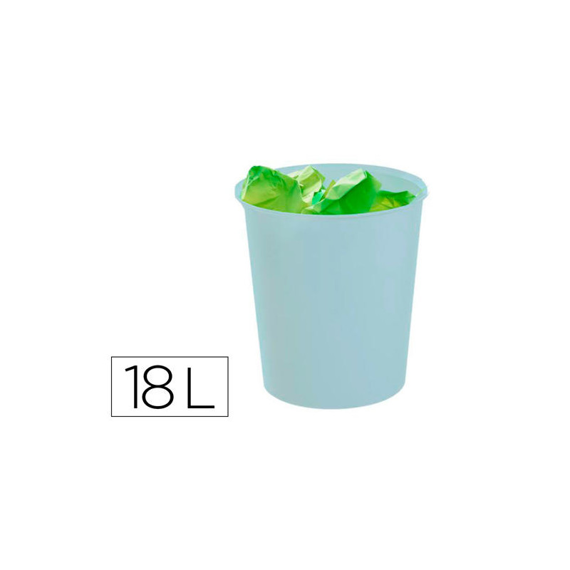 PAPELERA PLASTICO ARCHIVO 2000 ECOGREEN 100% RECICLADA 18 LITROS COLOR AZUL PASTEL