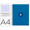 CUADERNO ESPIRAL A4 MICRO ANTARTIK TAPA FORRADA 120H 90 GR CUADRO 5MM 5 BANDAS 4 TALADROS COLOR AZUL