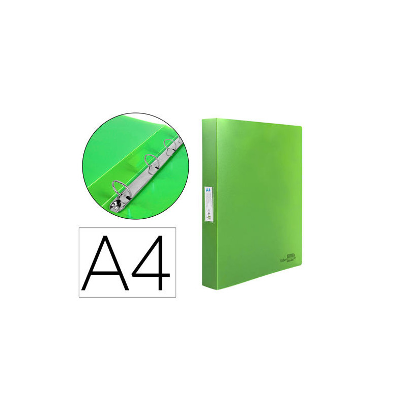 CARPETA LIDERPAPEL 4 ANILLAS MIXTAS 40 MM POLIPROPILENO DIN A4 VERDE TRANSLUCIDO
