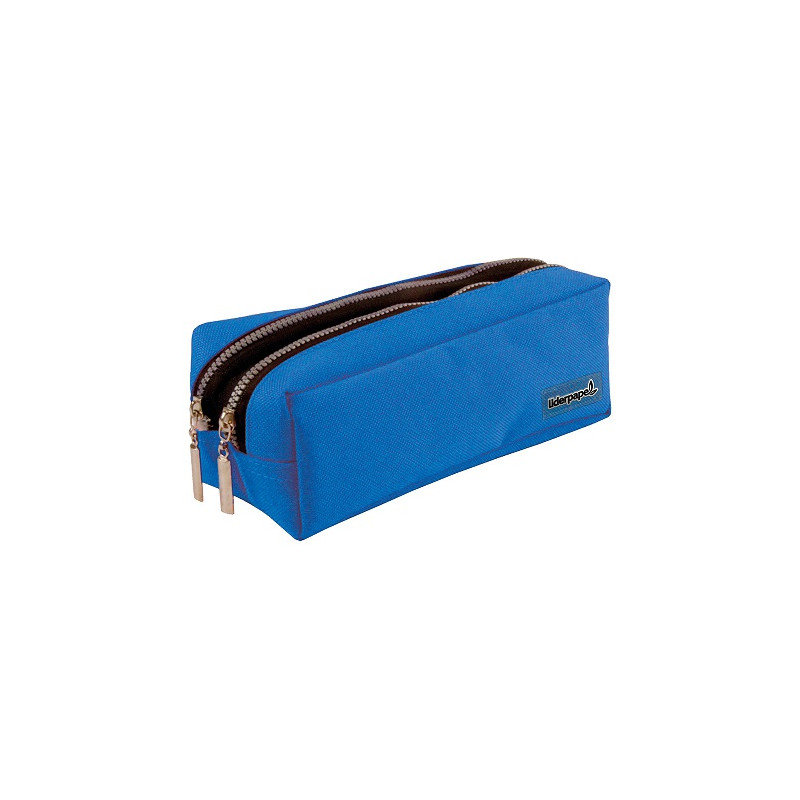 BOLSO ESCOLAR LIDERPAPEL PORTATODO RECTANGULAR 2 BOLSILLOS AZUL 185X55X70 MM