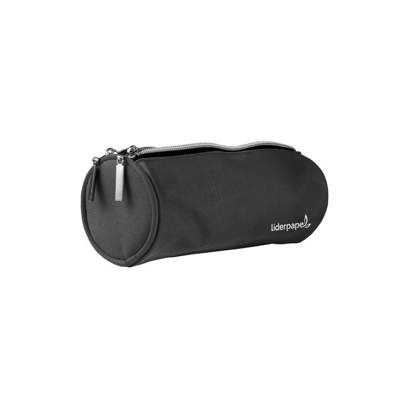 ESTUCHE PORTATODO LIDERPAPEL CILINDRICO CON 2 CREMALLERAS NEGRO 205X75X75 MM