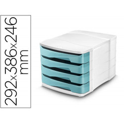 FICHERO CAJONES DE SOBREMESA CEP PROTECT ANTIBACTERIANO 4 CAJONES COLOR BLANCO/VERDE AGUA 292X386X24