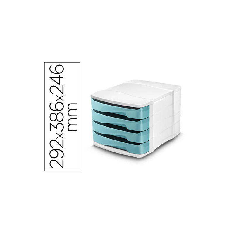 FICHERO CAJONES DE SOBREMESA CEP PROTECT ANTIBACTERIANO 4 CAJONES COLOR BLANCO/VERDE AGUA 292X386X24